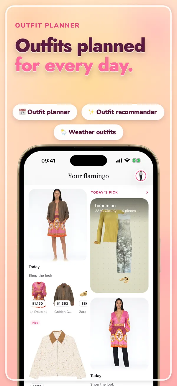 Flamingo's daily outfit pick from your closet for the weather